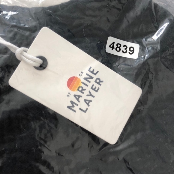 Marine Layer Jude Tank Top Ruffle Flutter Sleeve Crinkled Cotton Black NWT M - Picture 7 of 8